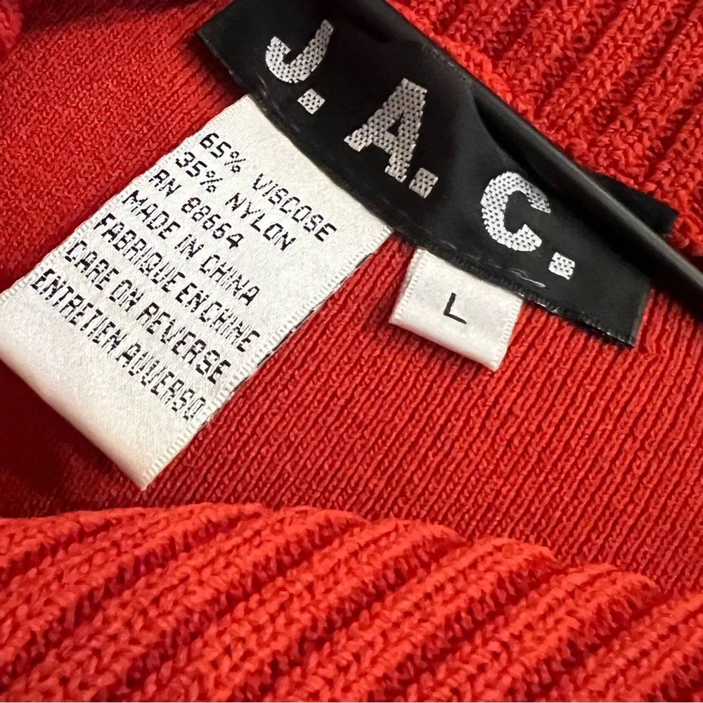 2 VTG Fall Sweater Sz L Sag Harbor Petite JAC Olive Rust Mock‎ Neck Asymmetric